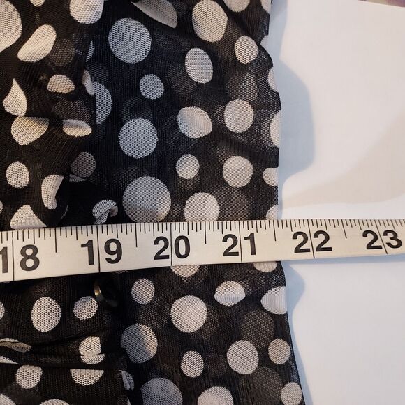 French Laundry Women's Shirt Top Size L Black White Polka Dot Polyester Spandex - Picture 11 of 11